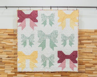 Sweet Bow Baby Girl Quilt Pattern - Beginner PDF Sewing Pattern, Modern Girly Nursery Quilt