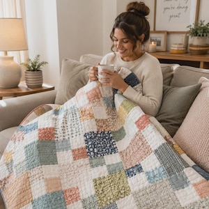 Snuggle in a Snap Quiltmönster - Nybörjare PDF Symönster, Enkel Stashbuster Överkast Quilt 54x72