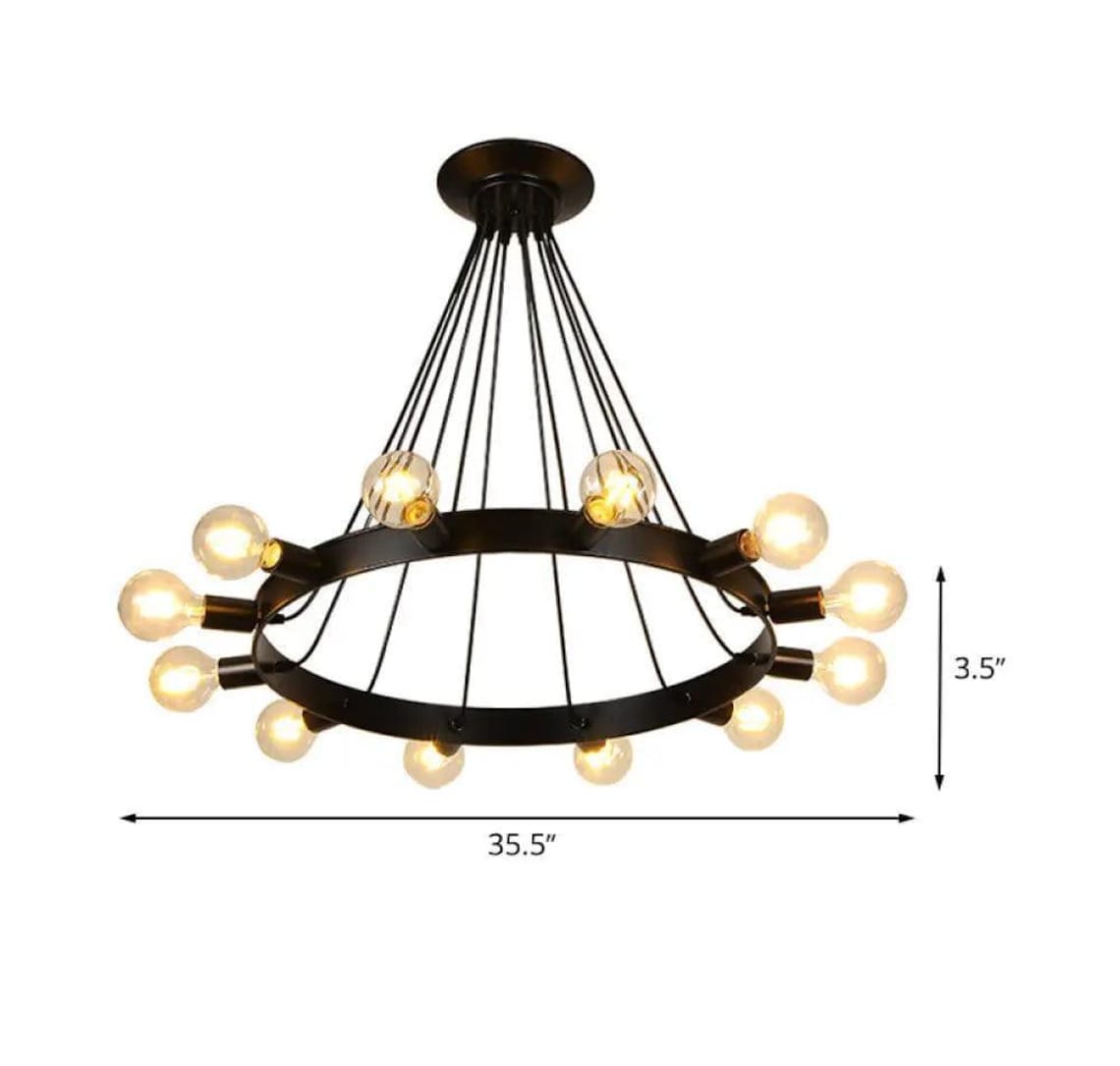 Modern Round Chandelier | Black Chandelier for Living Room | Round ...