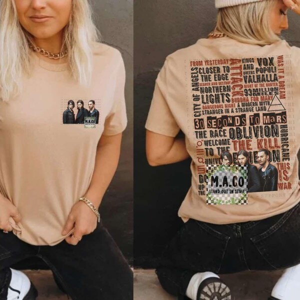 T-shirt Vintage 30 Seconds To Mars – Taille L – Noir – Manches Courtes – Neuf Avec étiquette