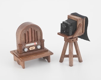 Sylvanian Families Radio and Camera, dolls house miniature, vintage, Calico Critters
