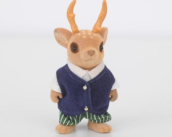 Figura paterna de reno musgo de Sylvanian Families, ciervo, vintage, Calico Critters