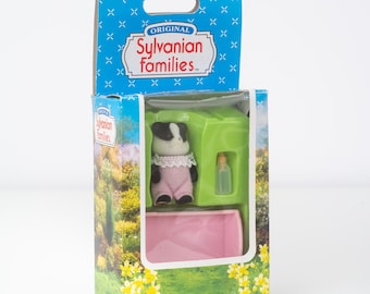 Bebé tejón Underwood de Sylvanian Families, en caja, Calico Critters Vintage