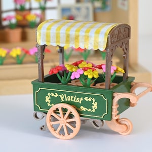 Sylvanian Florist Cart, Flower May Blossom, vintage Tomy, domek dla lalek, miniatura, Calico Critters