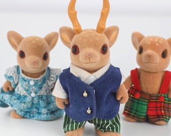 Sylvanian Families Moss Reindeer Figures, Deer, Father, Sister, Brother, Vintage, Calico Critters