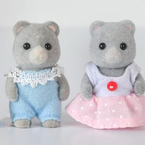 Sylvanian Families Bearbury Bear baby Figures, Vintage, Grey, Calico Critters