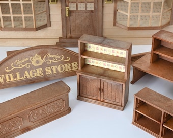 シルバニアビレッジストアの家具。ミニチュアドールハウス、ヴィンテージトミー、カリコクリッターズ