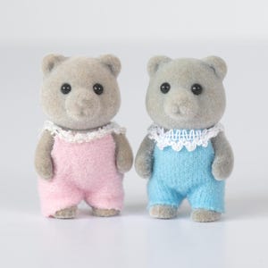 Sylvanian Families Evergreen Bear baby Figures, Vintage, Grey, Calico Critters
