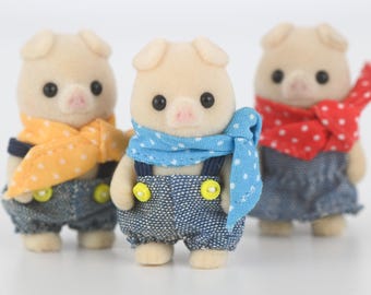 Sylvanian Families Pig baby figures, Grunt Piglet Triplet, Calico Critters