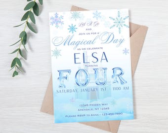 Magical Frozen 4th Birthday Invitation | Frozen 4th Invitation | Elsa 4th Birthday Invitation | Instant Download