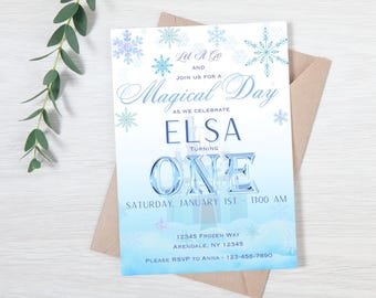 Magical Frozen 1st Birthday Invitation | Frozen 1st Invitation | Elsa 1st Birthday Invitation | Instant Download