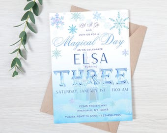 Magical Frozen 3rd Birthday Invitation | Frozen 3rd Invitation | Elsa 3rd Birthday Invitation | Instant Download