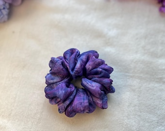Purple Periwinkle Scrunchie | Abstract Georgette Satin Scrunchie | Vibrant Hair Scrunchie | Handmade Hair Accessory | Gift for Girls & Women