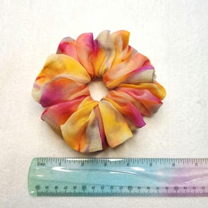Sunset Matte Organza Oversize Scrunchie – Watercolor Tie-Dye Handmade Hair Accessory | Colourful Hair Tie | XXL Scrunchie image 3