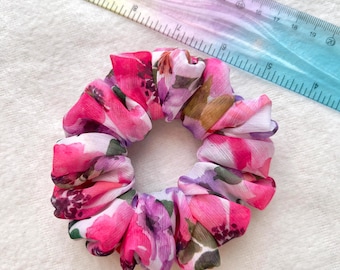 Floral Chiffon Scrunchies | Summer Hair Scrunchie Set | Lightweight Hair Accessories | Cute Floral Hair Tie | Soft Scrunchie for Women
