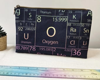 Periodic Table Zipper Pouch | Chemistry Makeup Bag | Science Zipper Pouch | STEM Gift | Waterproof Travel Pouch | Chemistry Lover Gift