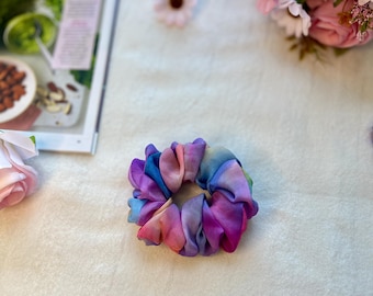 Matte Organza Rainbow Scrunchie | Pastel Multicolor Hair Scrunchie | Pure Organza Hair Tie | Soft Handmade Scrunchie | Rainbow Hair Tie