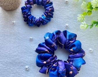 Luxury Marble Satin Scrunchie | Handmade Marble Print Hair Scrunchie | Soft Satin Hair Tie in Multiple Colours | Stylish Scrunchie for Women