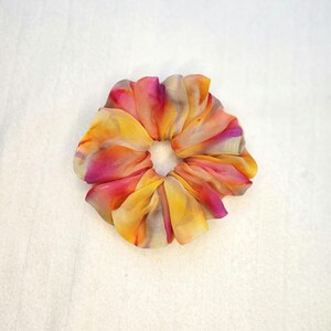 Sunset Matte Organza Oversize Scrunchie – Watercolor Tie-Dye Handmade Hair Accessory | Colourful Hair Tie | XXL Scrunchie image 5