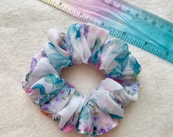 Floral Chiffon Scrunchies | Summer Hair Scrunchie Set | Lightweight Hair Accessories | Cute Floral Hair Tie | Soft Scrunchie for Women
