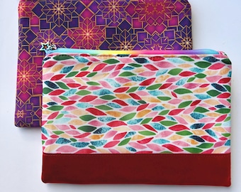 Handmade Poly Canvas Zipper Pouch: Vibrant Travel Makeup Bag