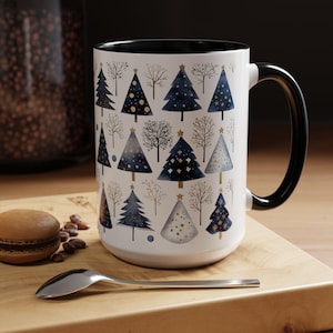 Festive Winter Mug Christmas Coffee Cup Large Evergreen Holiday Mug Hot Cocoa Gift for Winter Lovers Ceramic Holiday Mug Cozy Winter Decor