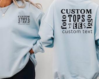 Custom Couple Shirt: Front and Back Print - Personalized Text & Logo