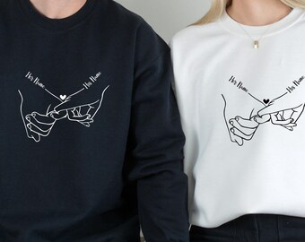 Sudadera de pareja, diseño personalizado de manos tomadas (San Valentín)