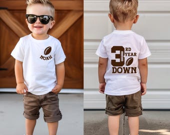 Custom Name Football Theme Birthday Shirt, 2nd Year Down, 3rd Year Down Tshirt, Custom Birthday Football Shirt, Football Birthday Party Tee