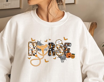 Gruseliges Krankenschwester-Shirt, Kürbis-Äskulapstab-T-Shirt, Herbst-Outfit für Krankenschwestern, Niedliche Kleidung für medizinisches Personal, Halloween-Geschenk für Krankenschwestern, Lustiges Oberteil für examinierte Krankenschwestern