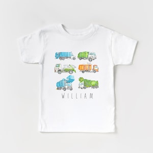Personalized Garbage Trucks Toddler Shirt, Trash Truck Kids  Shirt, Garbage Day, Boy Toddler Youth  Clothing, Garbage Truck Watercolor Shirt