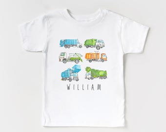 Personalized Watercolor Garbage Truck Toddler Shirt