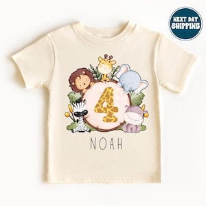 T-Shirt Birthday Shirt Personalized Birthday Child Boy Girl Jungle Animals Safari Giraffe Zebra Lion Wild One