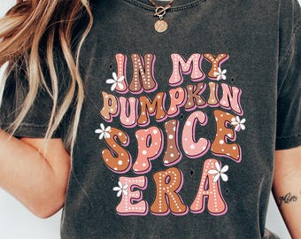 Pumpkin Spice Shirt, Cooles Herbst-T-Shirt, Retro-Herbst-T-Shirt mit Grafikprint, Gemütliches Geschenk für Kaffeeliebhaber, Outfit für die Kürbiszeit, Ästhetische Herbstbekleidung