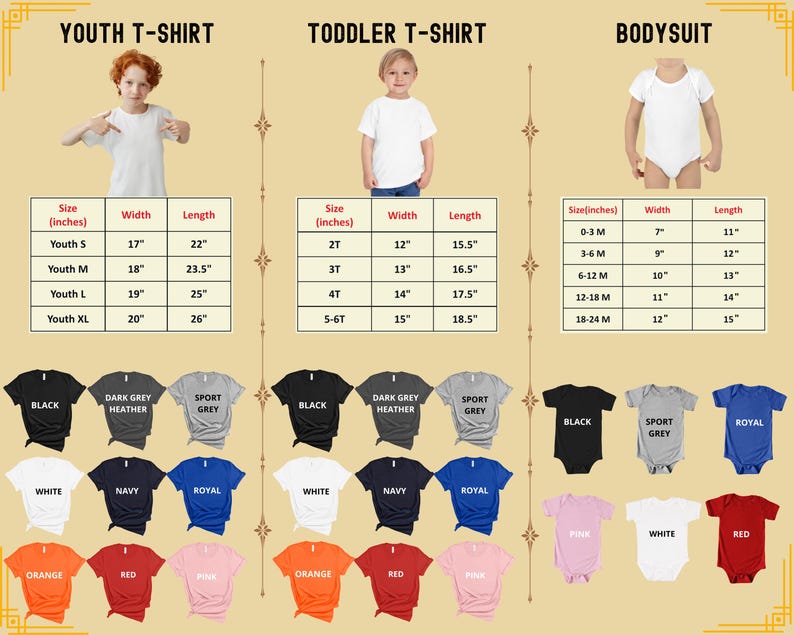 a child's t - shirt sizes chart with a child's t -