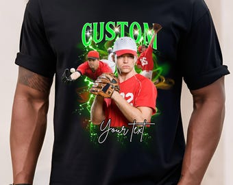 Personalisiertes Baseball Foto Shirt, personalisierte Spieler T-Shirt, Baseball Mutter Geschenk