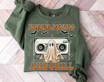 Horrorfilm-Shirt, Geisterkassetten-T-Shirt, Retro-Halloween-Top, Gruselmode der 90er, Vintage-VHS-Grafik, Geschenk für Horrorfans, Filmabend