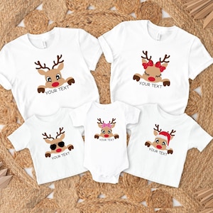 Kerstshirt familie rendieren, gepersonaliseerd kerstshirt familie, aangepaste familienaam T-shirt, grappig kerst-T-shirt, cadeau voor kerst, kerstcadeau