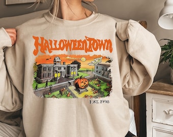 Halloweentown-tröja, retro Halloween-filmtröja, vintage-höstpumpakläder, mysig höstpresent till fans, filmmaratontröja, unisex passform