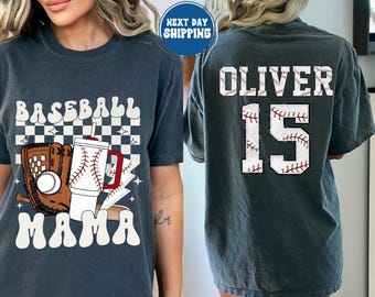 Custom Baseball Tee, Personalized Name And Number Shirt, Baseball Mom Gift, Game Day Apparel, Team Sports Clothing, Baseball Fan Shirt