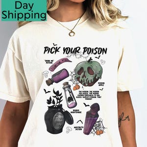 Pick Your Poison Comfort Colors Shirt, Retro Halloween Villain Tee, Witchy Brew Potion Shirt, Funny Poison Apple Top, Spooky Season Gift