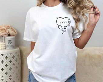 Krankenschwester Stethoskop T-Shirt, personalisierter Name (Unisex-Größen)