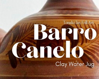 Traditional Clay Water Jug/ Botellon. Mexican Terracota, Natural Water Cooler and Filter Bottle. Barro Canelo From Baja With Love