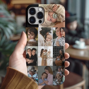 Coque de téléphone personnalisée avec collage de photos pour iPhone 16, 15, 14,13, coque de téléphone personnalisée avec photo Phone 16 Pro Max, cadeau personnalisable