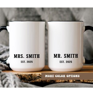 Custom Mr and Mrs Coffee Mugs with Last Name Anniversary Gift Mr and Mrs Cup Engagement Gift Couple Coffee Mug Personalized Wedding Mugs