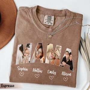 Personalized Mom Shirt with Kids&#39; Photo and Names, Custom Mother’s Day Gift, Mama Tee with Picture, Gift for Mom, Customized Mama T-Shirt