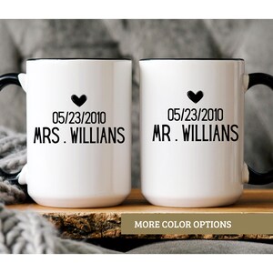 Personalized Mr & Mrs Coffee Mugs, Anniversary Gift, Anniversary Mr and Mrs Mugs, Engagement Gift,Couple Coffee Mug Set, Custom Mr Mrs mug