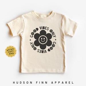 Good Vibes Only Flower Kids Shirt, Flower Baby Onesie®, Retro Flower Toddler Tee, Kids T-Shirt, Natural Shirt for Baby, Toddler, and Youth