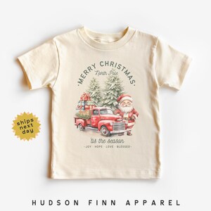 Merry Christmas Kids Christmas Shirt, Red Vintage Pick Up Truck Toddler Tee, Cute Holiday Baby Onesie®, Christmas Tree Youth T-Shirt, Santa