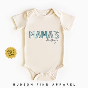Mama's Boy Baby Onesie®, Cute Mama and Me Bodysuit, Natural Onesie®, Boy Mom, Boy Mama, Mama's Boy Bodysuit, Blue Family Matching Shirts